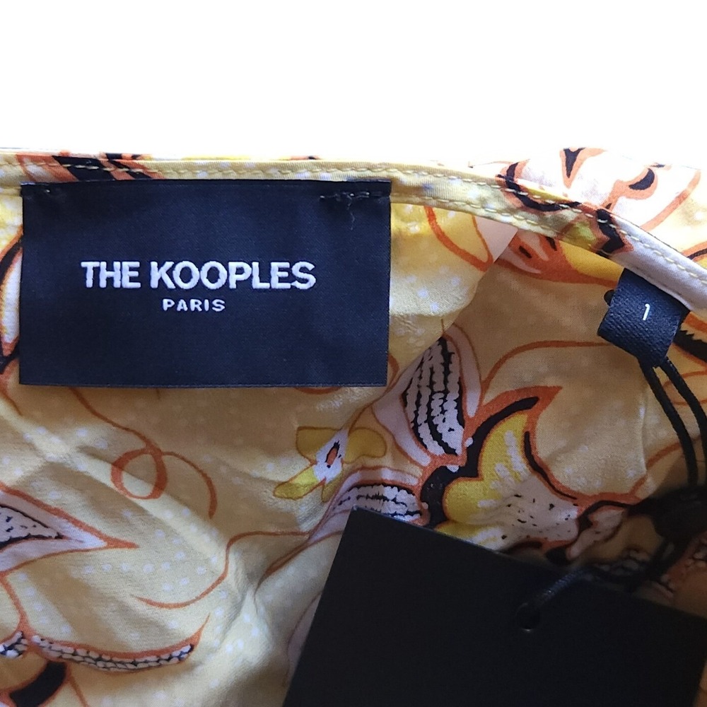 The Kooples Paris Yellow Floral Silky Dress Asymmetrical Ruffle Small NWT $320 - Picture 8 of 8